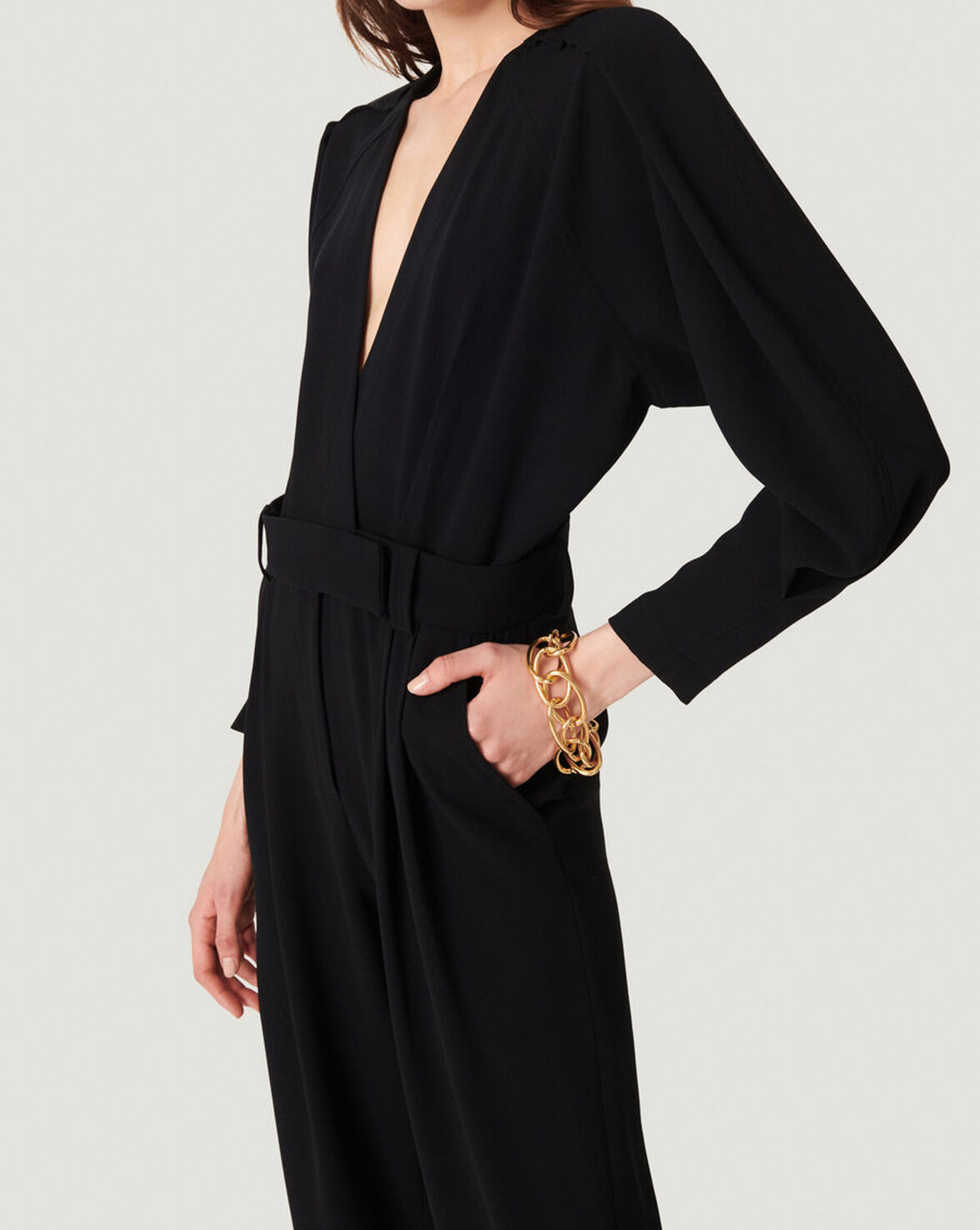 JENIE LONG SLEEVE PLEATED JUMPSUIT image number null